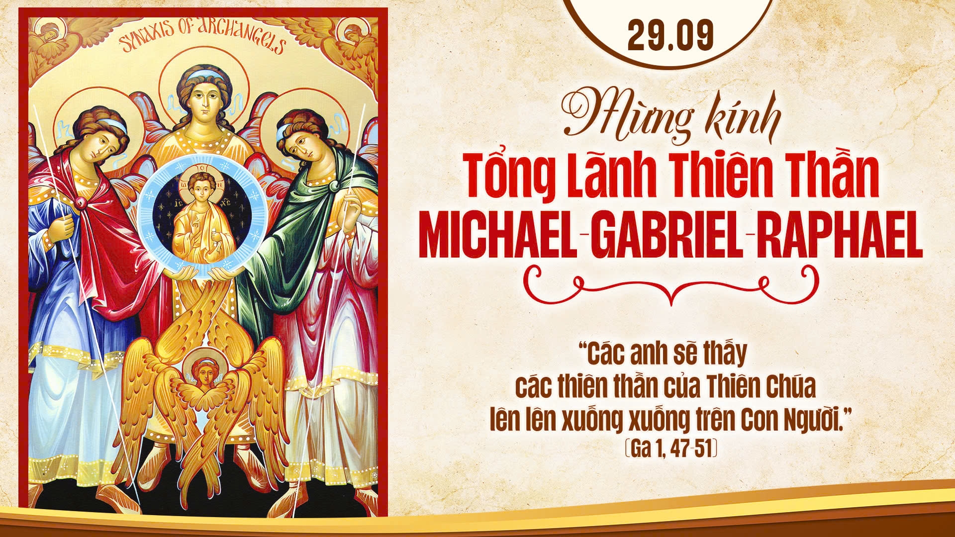 Suy Niệm Lời Chúa | Thứ Ba Sau Chúa Nhật Tuần XXVI Mùa Thường Niên - CÁC TỔNG LÃNH THIÊN THẦN MICAEL, GÁPRIEL VÀ RAPHAEL. Lễ kính | Ga 1,47-51 | Phút Cầu Nguyện